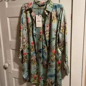 Oversized satin shirt